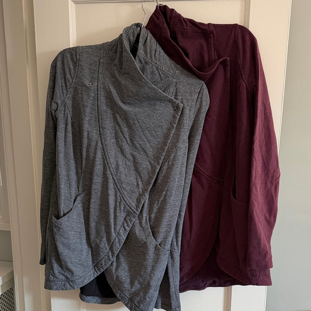 lululemon athletica Cowl Wrap Sweatshirt - Gray & Burgundy, lot of 2